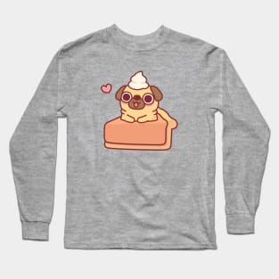 Cute Pug In Pumpkin Pie Funny Long Sleeve T-Shirt